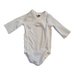Janie and Jack Embroidered Elephant White Long Sleeve Onesie